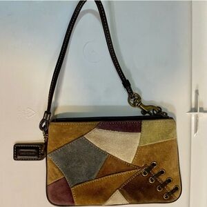 Coach suede patchwork wristlet
